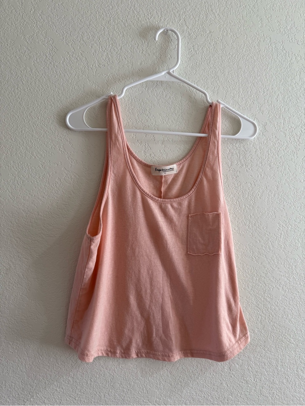 Impressions Soft Pink Scoop Neck Tank with Chest Pocket